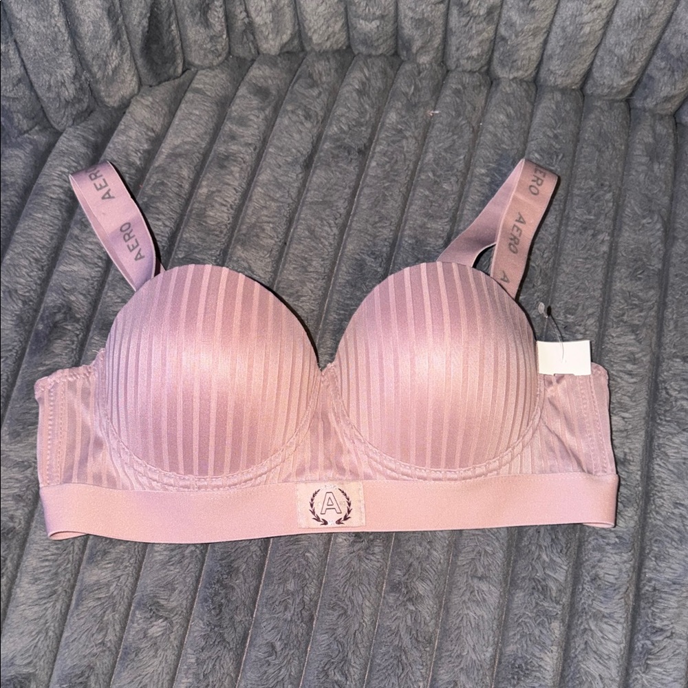 BNWT Gorgeous Coquette Aeropostale Pink Striped Push Up Bra 34B